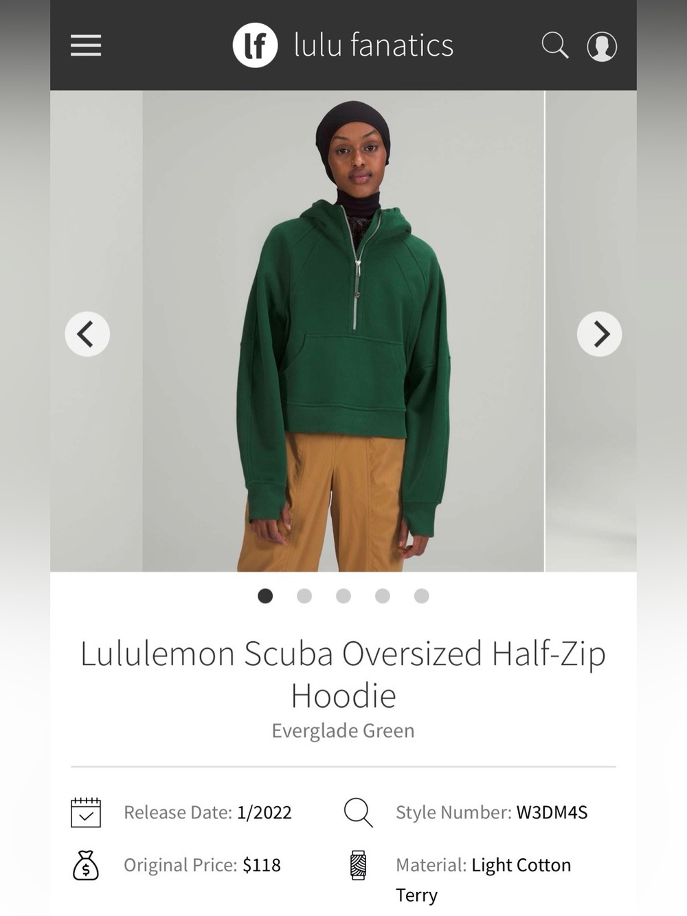 lululemon athletica Everglade Green Scuba Oversized Half-Zip Hoodie
